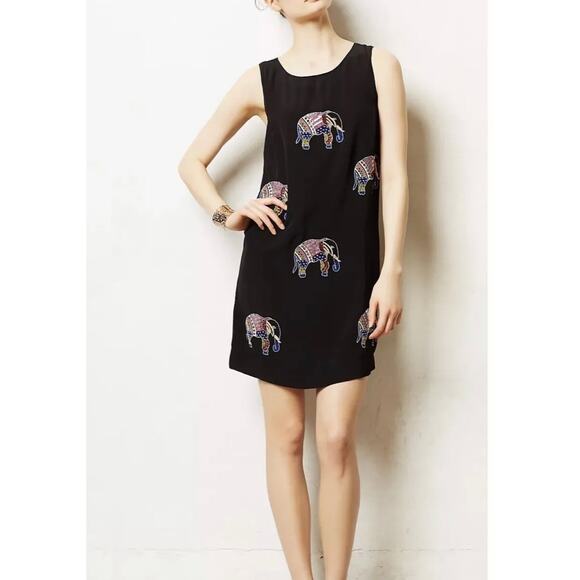 Anthropologie Leifsdottir Embroidered Beaded Elephant Elefanten Dress Size 4 - Picture 9 of 9